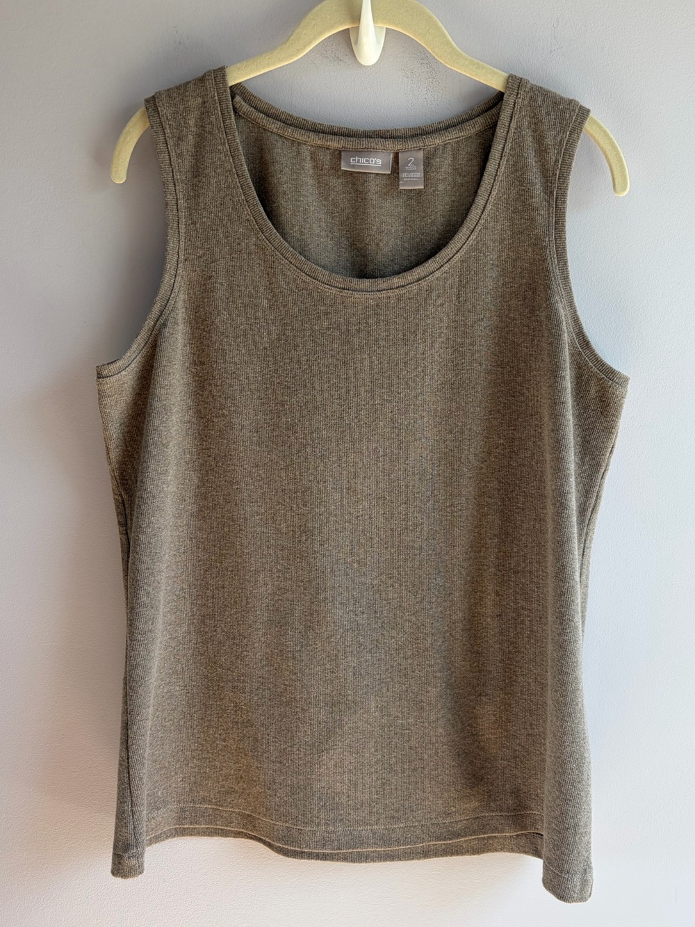 Chico's Knit Tank Brown Sleeveless Round Neck Cotton Layering Fall Winter EUC L